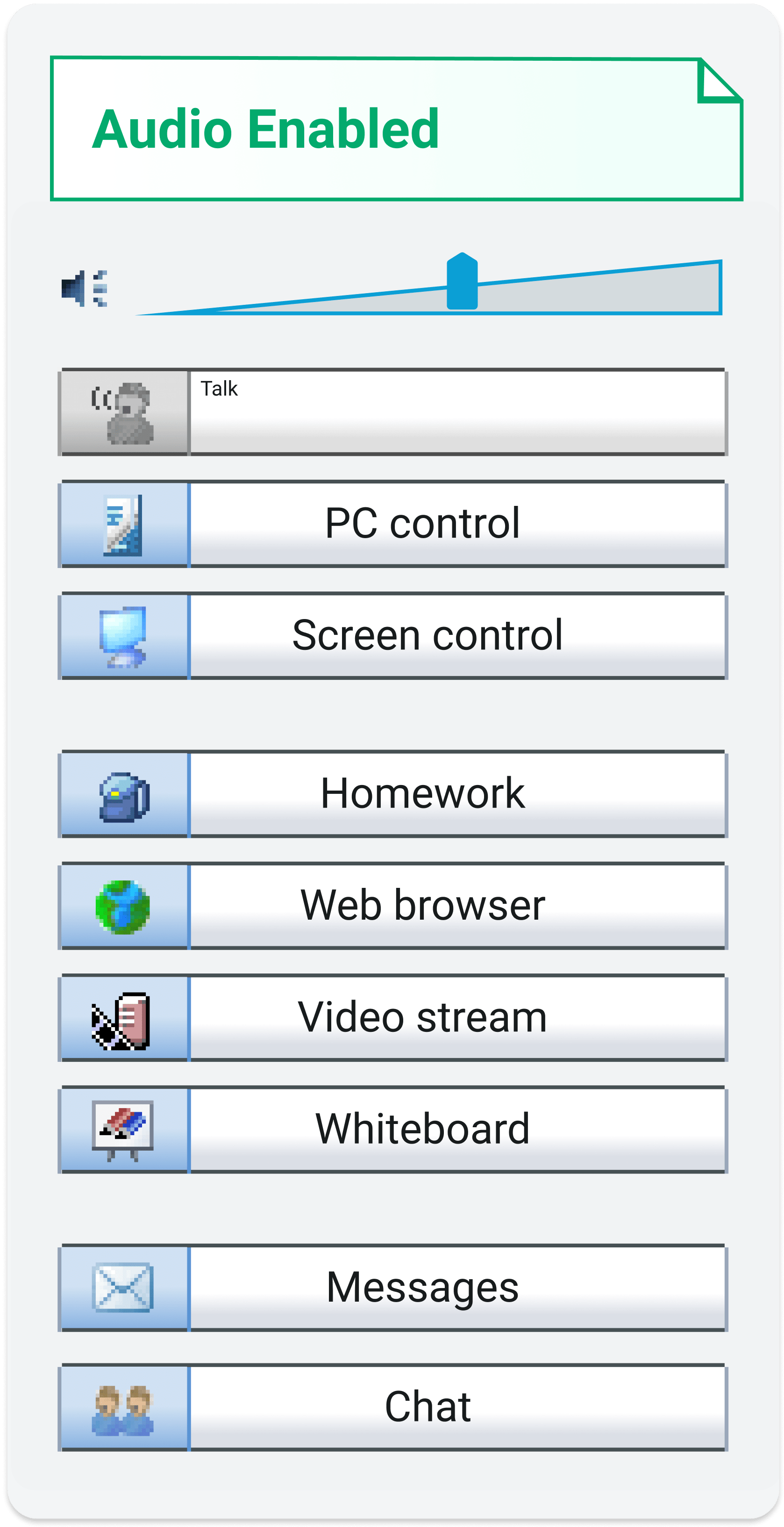 Sanako_Study_Teacher_Control_Component_UI-min Sanako Study interface of the options panel for the teacher